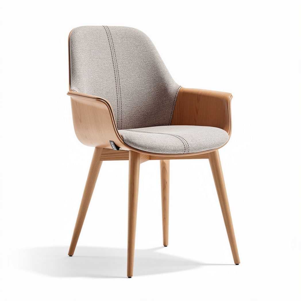 Stuhl mit Bezug aus Stoff und Holzbeinen in beige 55 x 55 x 80cm