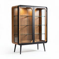 Vitrine aus massivem holz und klarer glasfront mit beleuchtung 80 x 40 x 120cm