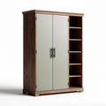 Schrank aus Holz mit Glastüren und offenen Regalen 90 x 40 x 180cm