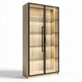 Vitrine aus Eiche mit glastüren und integrierter led-beleuchtung 80 x 40 x 180cm
