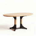 Esstisch oval aus Holz mit schwarzem Metallgestell 200 x 100 x 75 cm