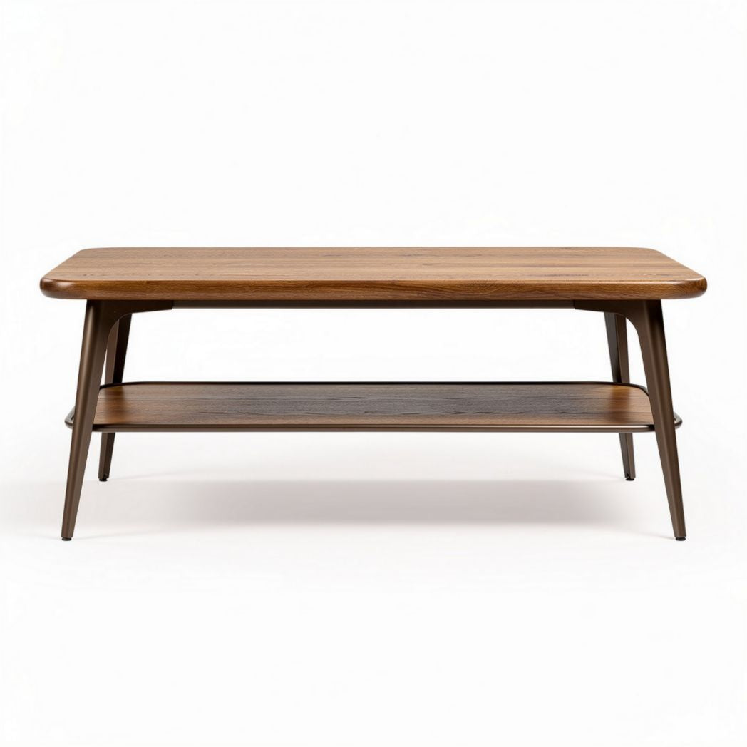 Kaffeetisch aus Holz mit unterer Ablagefläche in braun 120 x 60 x 45cm